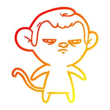 Warm gradient line drawing cartoon monkey Stock Illustration