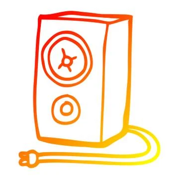 Warm gradient line drawing cartoon old wood speaker Stock Illustration