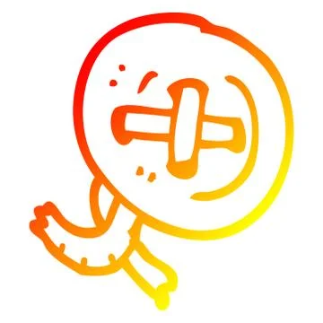 Warm gradient line drawing cartoon old button Illustrazione stock