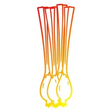 Warm gradient line drawing cartoon spring onions Stock Illustration