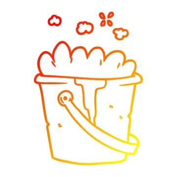 Warm gradient line drawing cartoon bucket of soapy water Stock-Illustration
