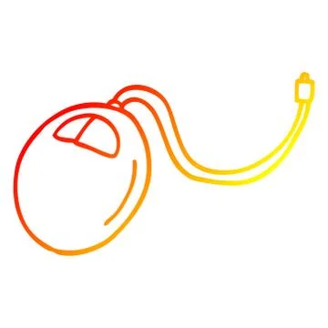 Warm gradient line drawing cartoon old computer mouse Stock Illustration