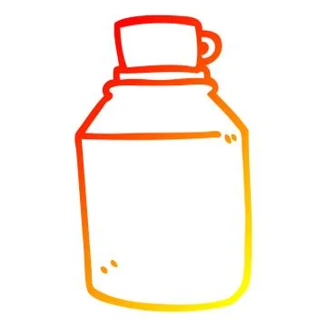 Warm gradient line drawing cartoon hot drinks flask Stock Illustration