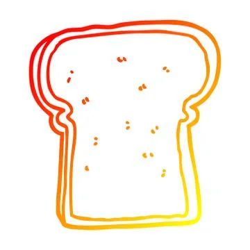 Warm gradient line drawing cartoon slice of bread Stock Illustration