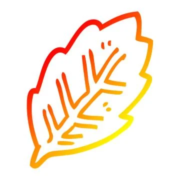 Warm gradient line drawing cartoon tree leaf 스톡 일러스트