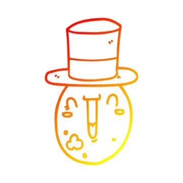 Warm gradient line drawing cartoon posh egg Stock Illustration