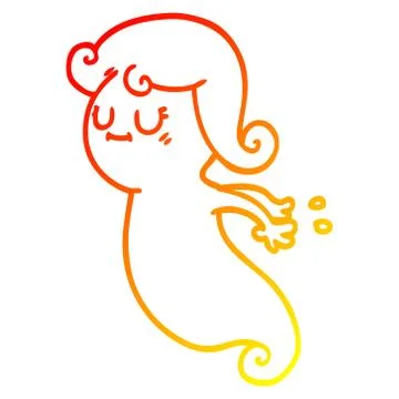 Warm gradient line drawing cartoon ghost Ilustración de archivo