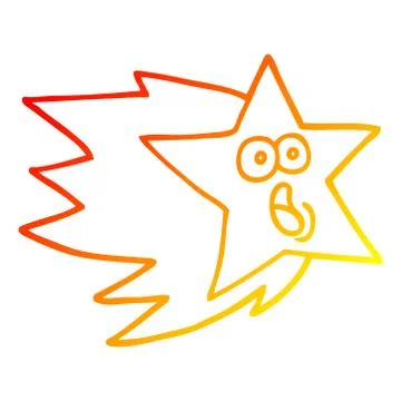 Warm gradient line drawing cartoon shooting star Stock-Illustration