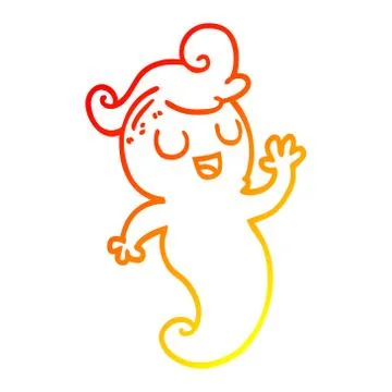 Warm gradient line drawing cartoon ghost Ilustración de archivo