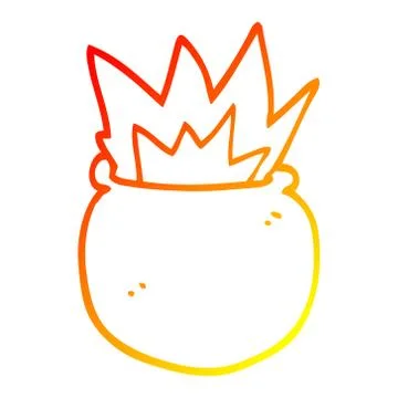 Warm gradient line drawing cartoon exploding cauldron イラスト素材