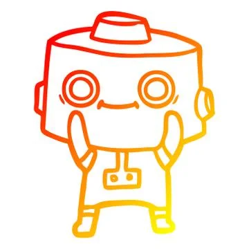 Warm gradient line drawing cartoon robot 스톡 일러스트