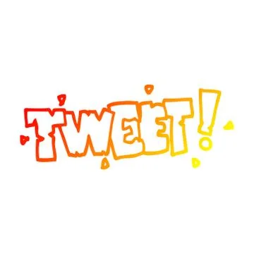 Warm gradient line drawing cartoon bird tweet Stock Illustration