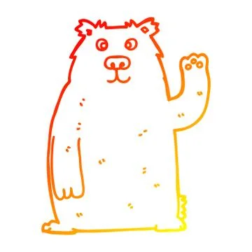Warm gradient line drawing cartoon bear Stock Illustration