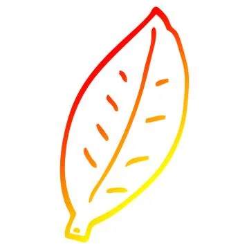 Warm gradient line drawing cartoon leaf Stock Illustration