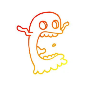 Warm gradient line drawing cartoon spooky ghost Ilustración de archivo