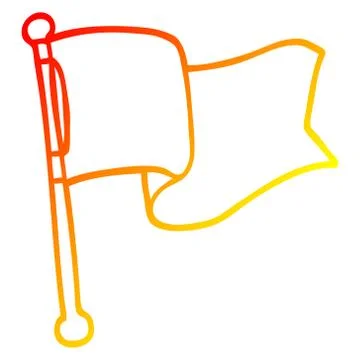 Warm gradient line drawing cartoon white flag waving Ilustração Stock