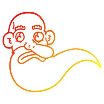 Warm gradient line drawing cartoon grumpy old man Stock Illustration