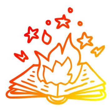 Warm gradient line drawing cartoon spell book Ilustração Stock