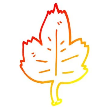 Warm gradient line drawing cartoon leaf Stock Illustration