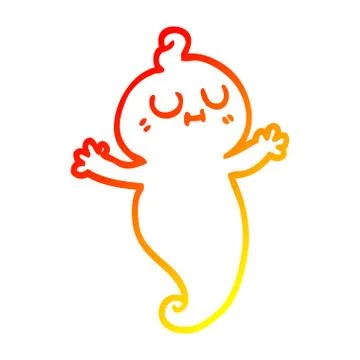 Warm gradient line drawing cartoon ghost Ilustración de archivo