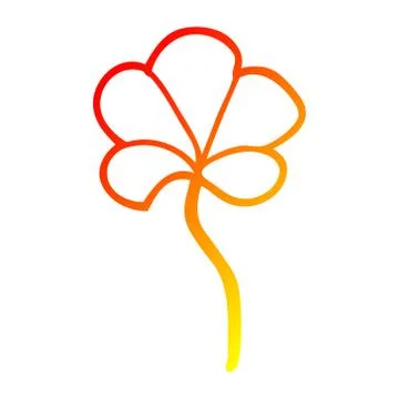 Warm gradient line drawing cartoon leaf Stock Illustration