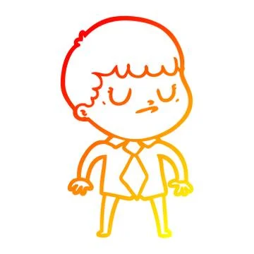 Warm gradient line drawing cartoon grumpy boy イラスト素材