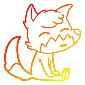 Warm gradient line drawing cartoon fox sitting Illustrazione stock