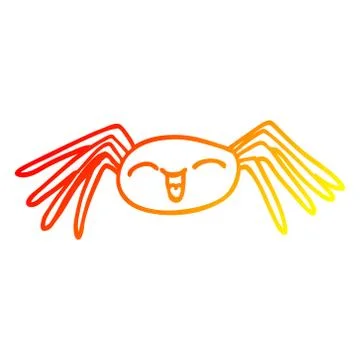 Warm gradient line drawing cartoon happy spider Illustrazione stock