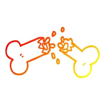 Warm gradient line drawing cartoon snapped bone Illustrazione stock