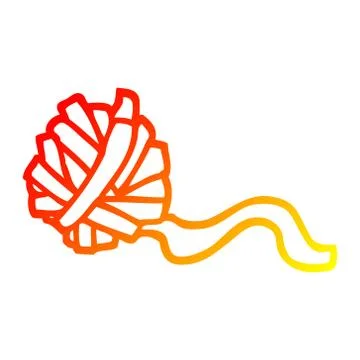Warm gradient line drawing cartoon ball of string Stock Illustration