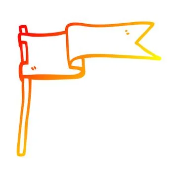 Warm gradient line drawing cartoon flag waving in wind 库存插图