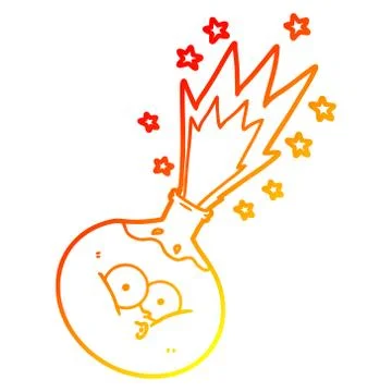 Warm gradient line drawing cartoon potion exploding Illustrazione stock