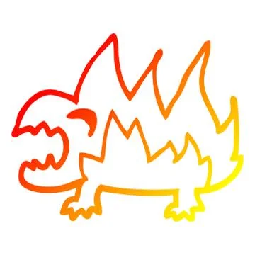 Warm gradient line drawing cartoon fire demon Stock-Illustration