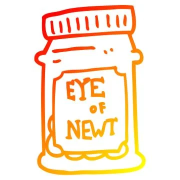 Warm gradient line drawing cartoon eye of newt bottle Ilustração Stock