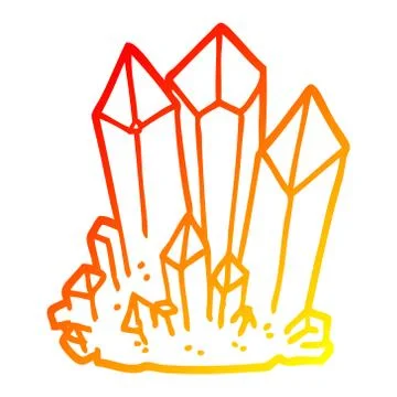 Warm gradient line drawing cartoon natural crystals Stock Illustration