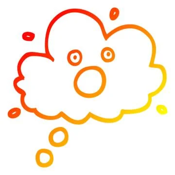 Warm gradient line drawing cartoon screaming thought cloud Stock Illustration