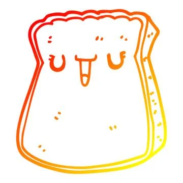 Warm gradient line drawing cartoon slice of bread Stock Illustration