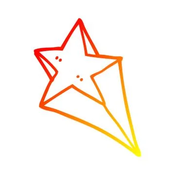 Warm gradient line drawing cartoon shooting star Stock-Illustration