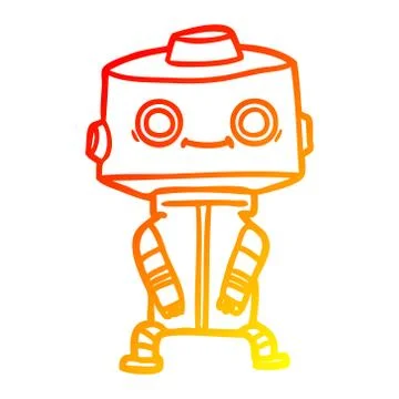 Warm gradient line drawing cartoon robot 스톡 일러스트