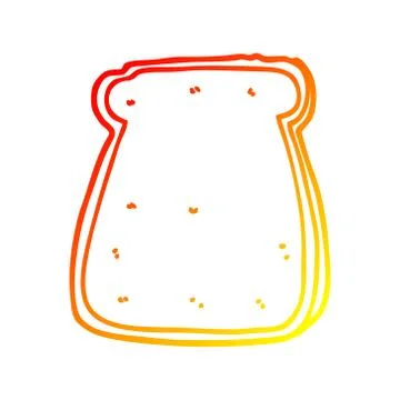 Warm gradient line drawing cartoon slice of bread Illustrazione stock