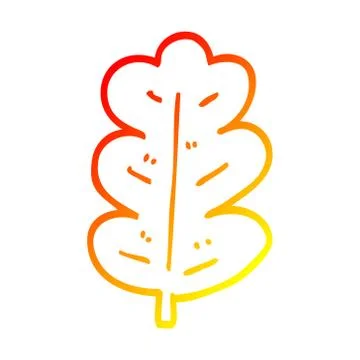 Warm gradient line drawing cartoon oak leaf 스톡 일러스트