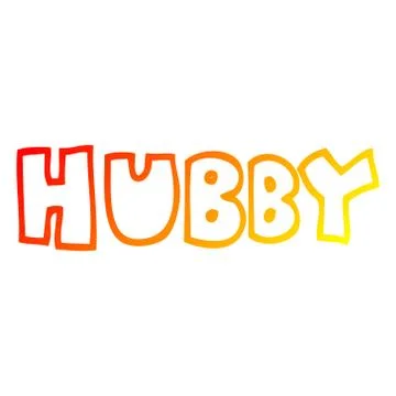 Warm gradient line drawing cartoon word hubby Stock Illustration