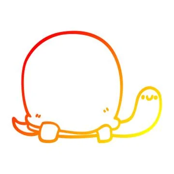 Warm gradient line drawing cute cartoon tortoise Illustrazione stock