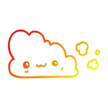 Warm gradient line drawing cute cartoon cloud Stock Illustration