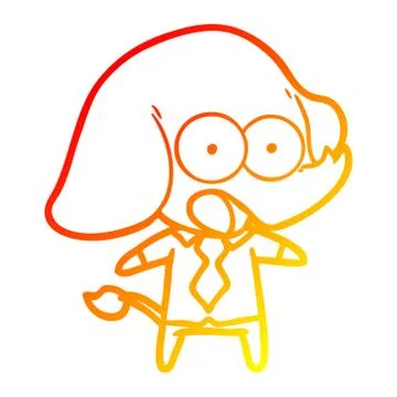 Warm gradient line drawing cute cartoon elephant Stock Illustration