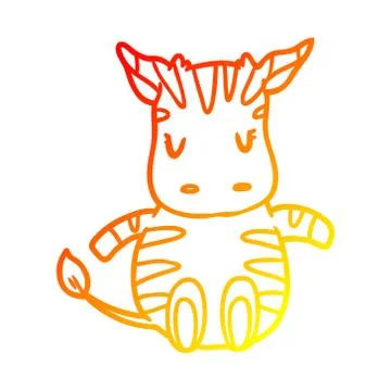 Warm gradient line drawing cute zebra Stock Illustration