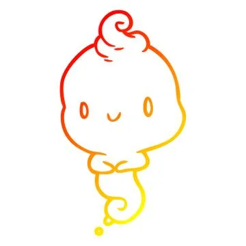 Warm gradient line drawing cute cartoon ghost Ilustración de archivo