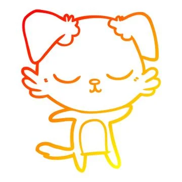 Warm gradient line drawing cute cartoon dog Stock Illustration