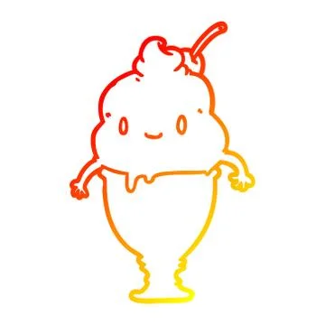 Warm gradient line drawing cute ice cream Illustrazione stock