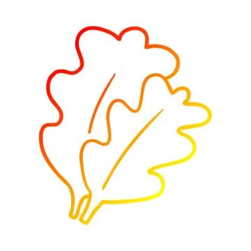 Warm gradient line drawing fall leaves cartoon Stock Illustration